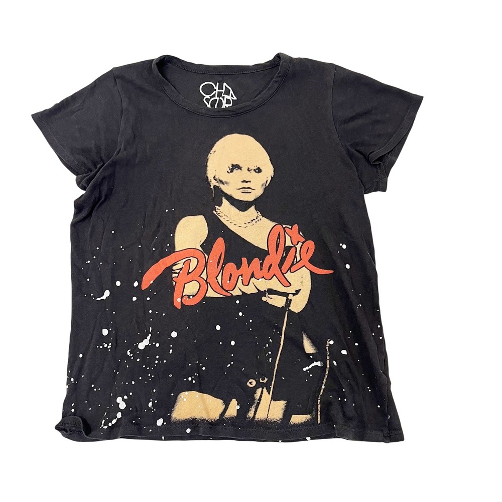 Chaser Blondie Debbie Harry Graphic T-Shirt Faded Black Paint Splatter Size XS